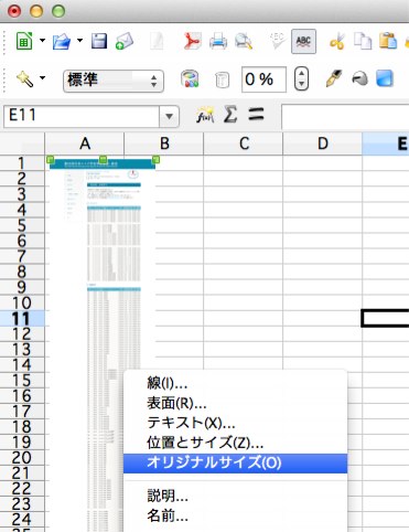 メニューで「オリジナルサイズ」を選択